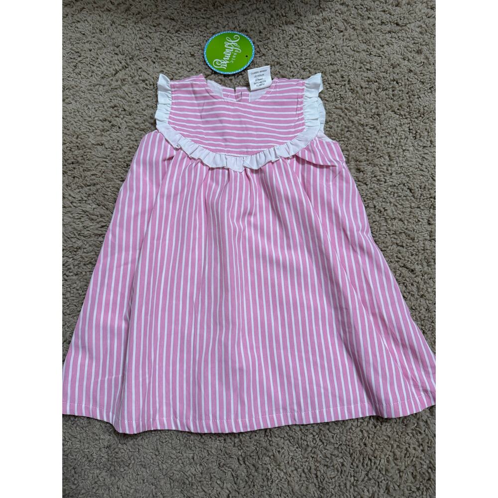 Pink and White Striped Girls Dress: Classic Whimsy 2t
